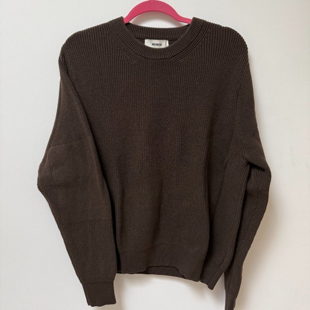 Buck Mason Men's Crewneck Knit Sweater, Brown XL